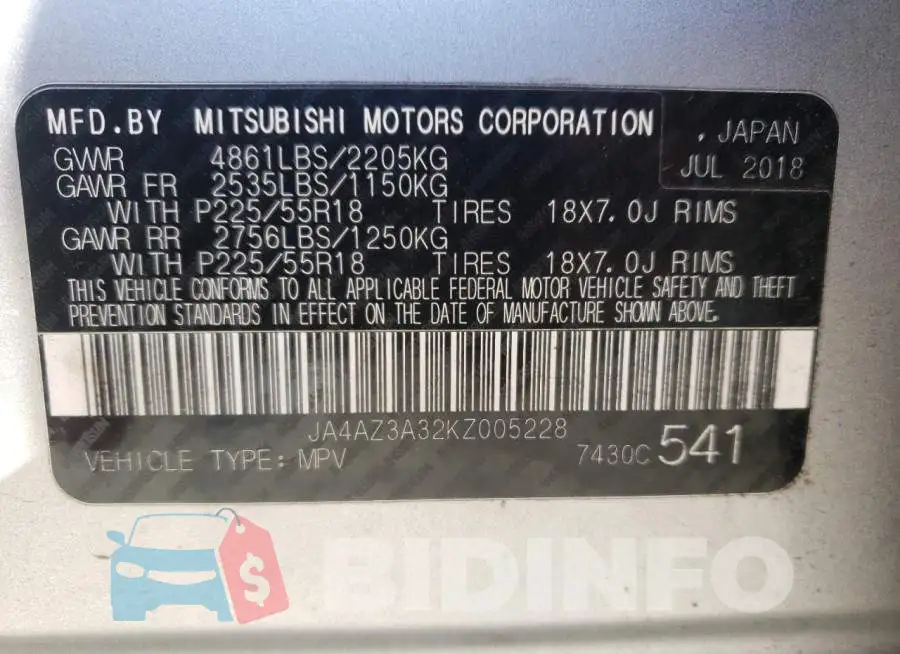 JA4AZ3A32KZ005228 Photo# 13