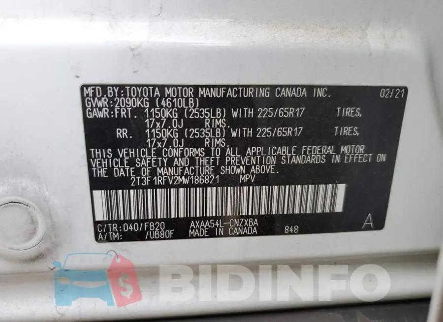 2T3F1RFV2MW186821 Photo# 12