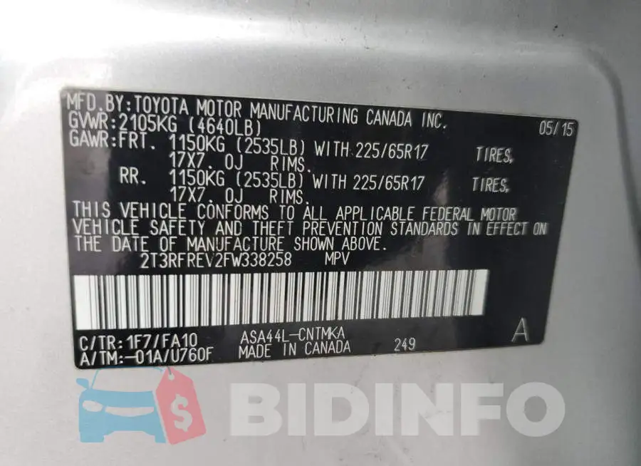 2T3RFREV2FW338258 Photo# 13