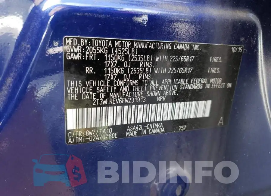 2T3WFREV6FW231913 Photo# 13
