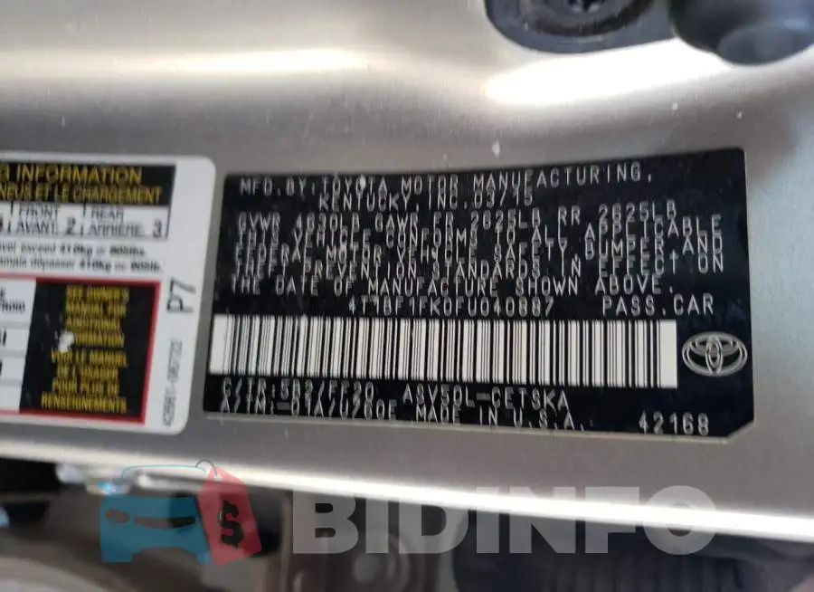 4T1BF1FK0FU040887 Photo# 12