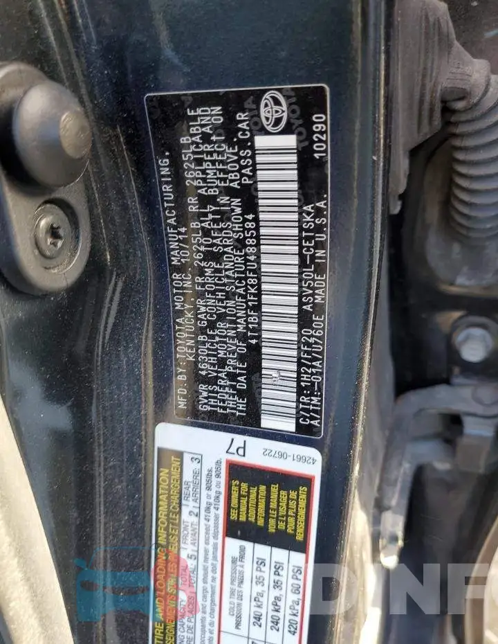 4T1BF1FK8FU488584 Photo# 13