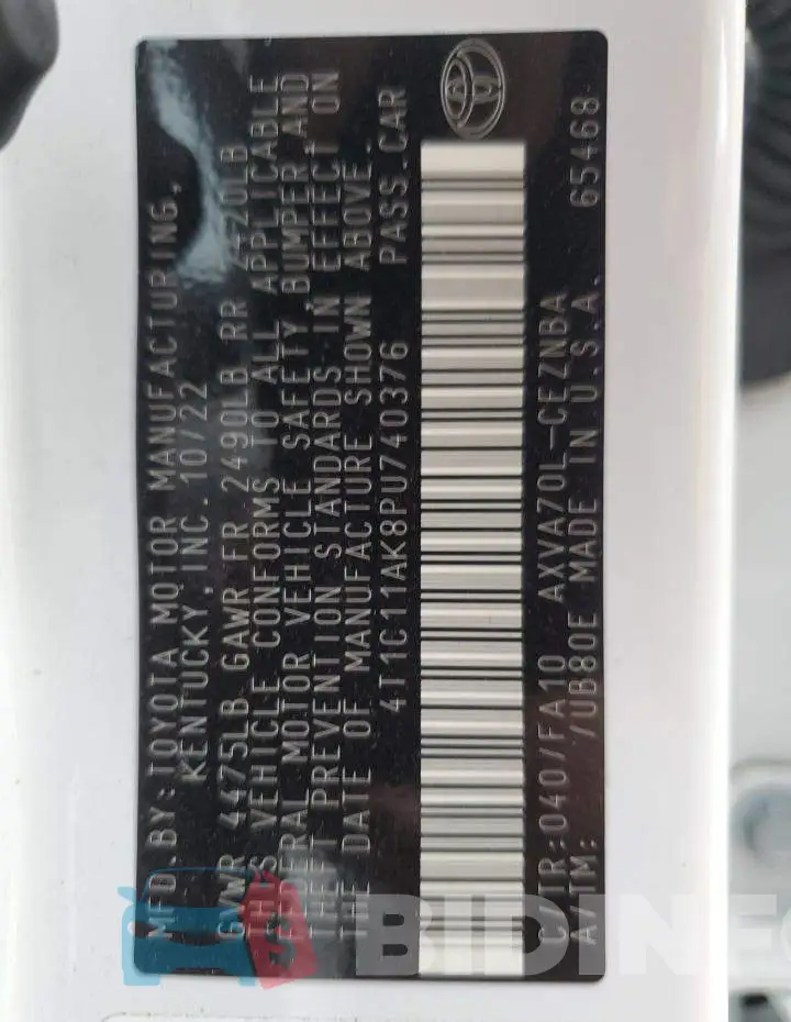 4T1C11AK8PU740376 Photo# 12