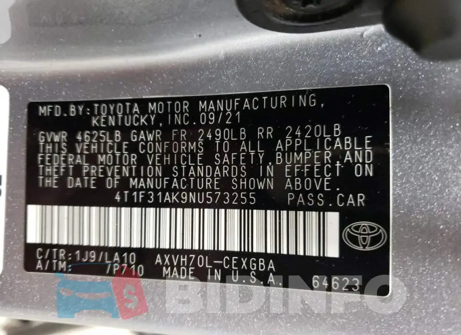 4T1F31AK9NU573255 Photo# 12