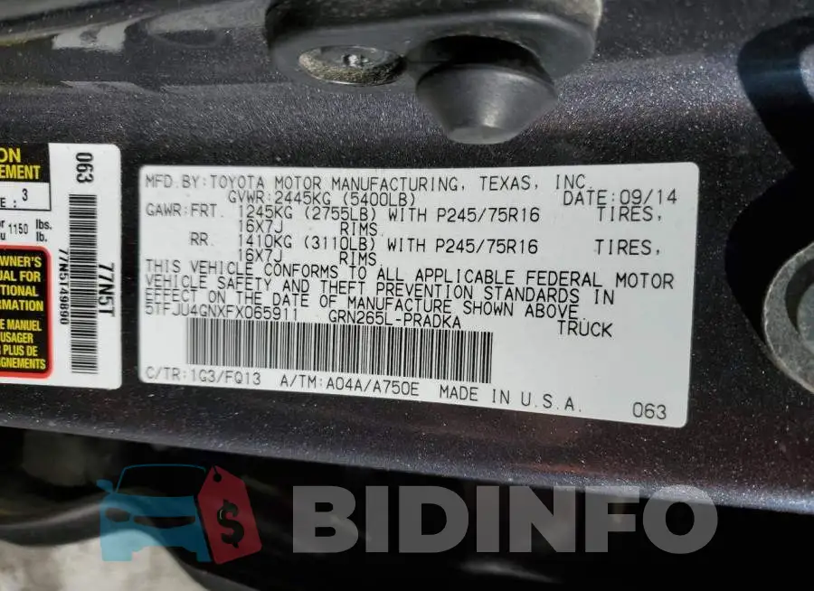 5TFJU4GNXFX065911 Photo# 12