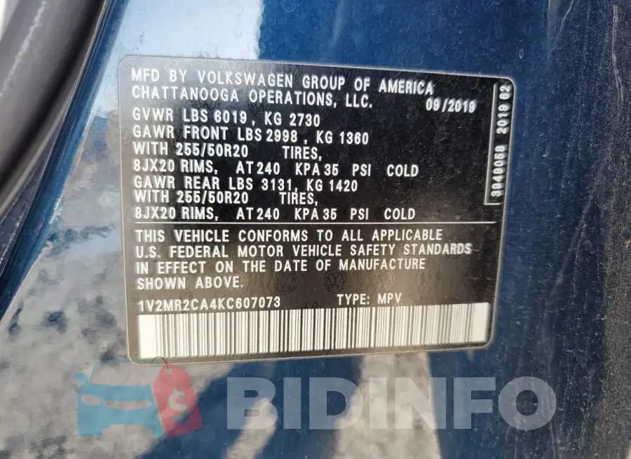 1V2MR2CA4KC607073 Photo# 13