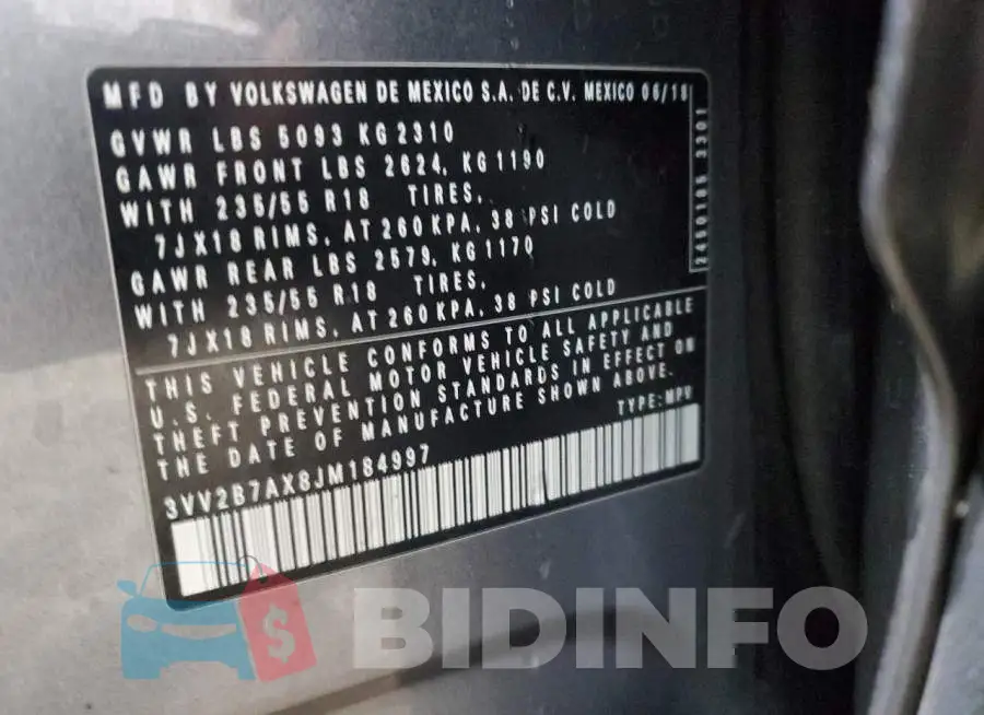 3VV2B7AX8JM184997 Photo# 13