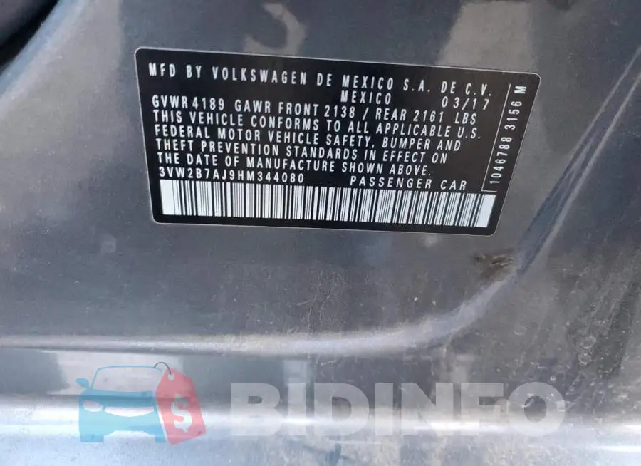 3VW2B7AJ9HM344080 Photo# 12