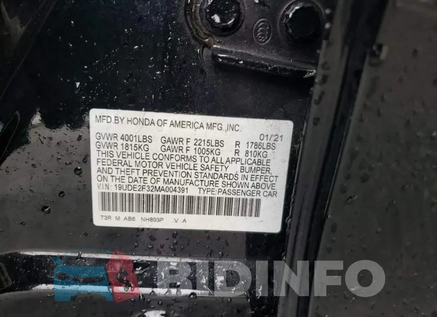 19UDE2F32MA004391 Photo# 12