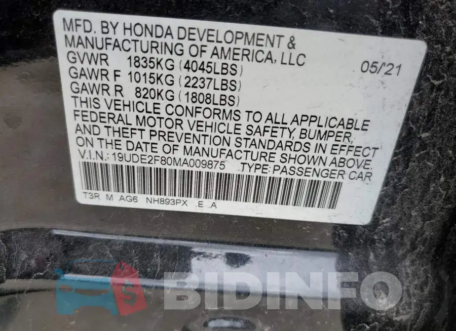 19UDE2F80MA009875 Photo# 12