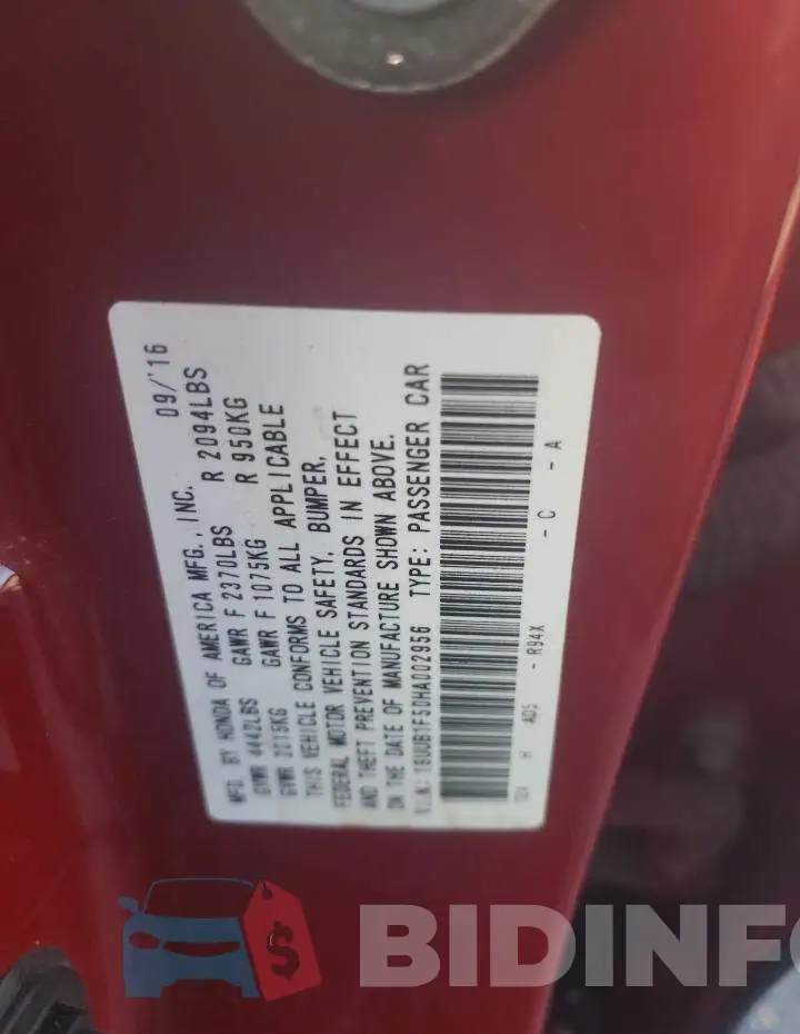 19UUB1F50HA002956 Photo# 12