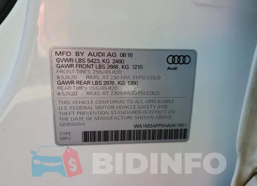 WA1M2AFP5HA041651 Photo# 13