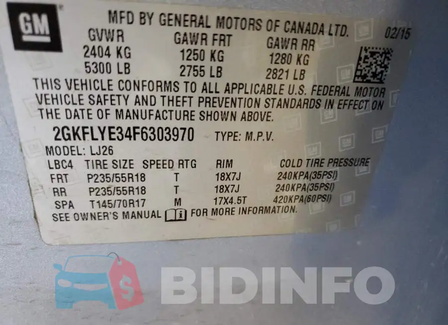 2GKFLYE34F6303970 Photo# 12