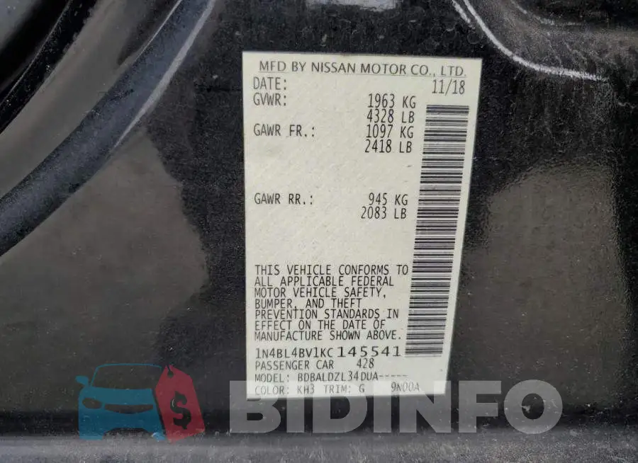1N4BL4BV1KC145541 Photo# 12