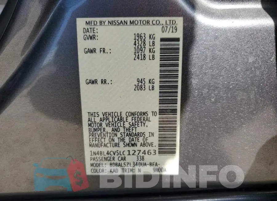 1N4BL4CV5LC127463 Photo# 13