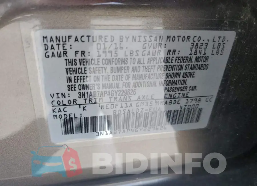 3N1AB7AP4GY229626 Photo# 13