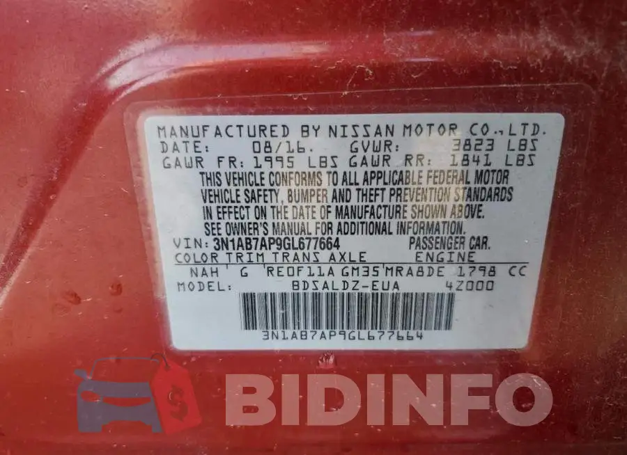 3N1AB7AP9GL677664 Photo# 12