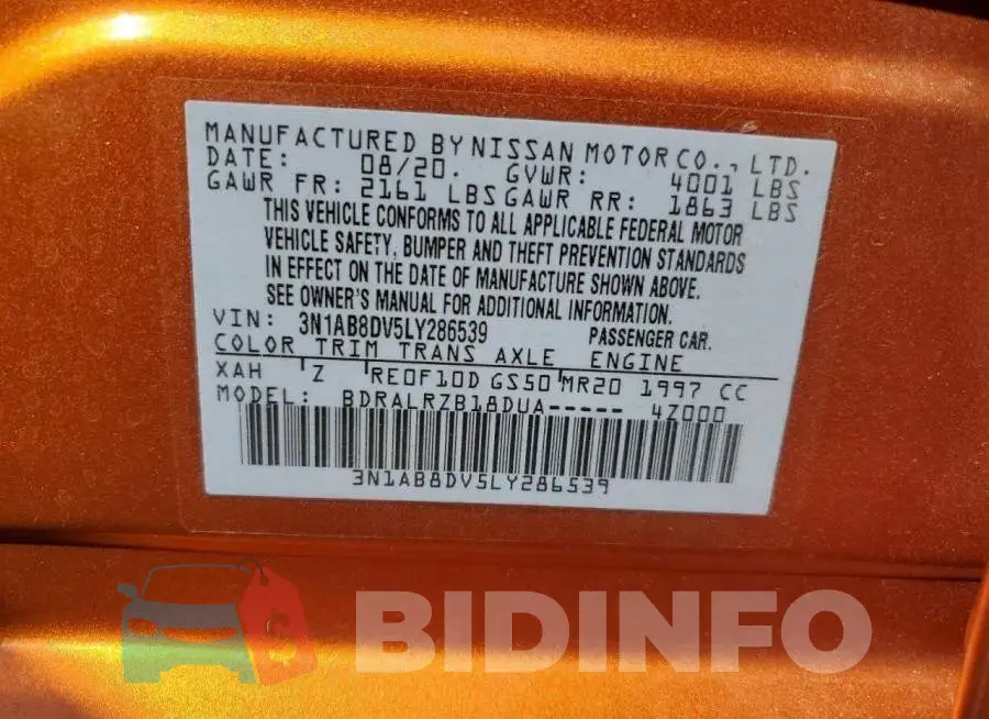 3N1AB8DV5LY286539 Photo# 12
