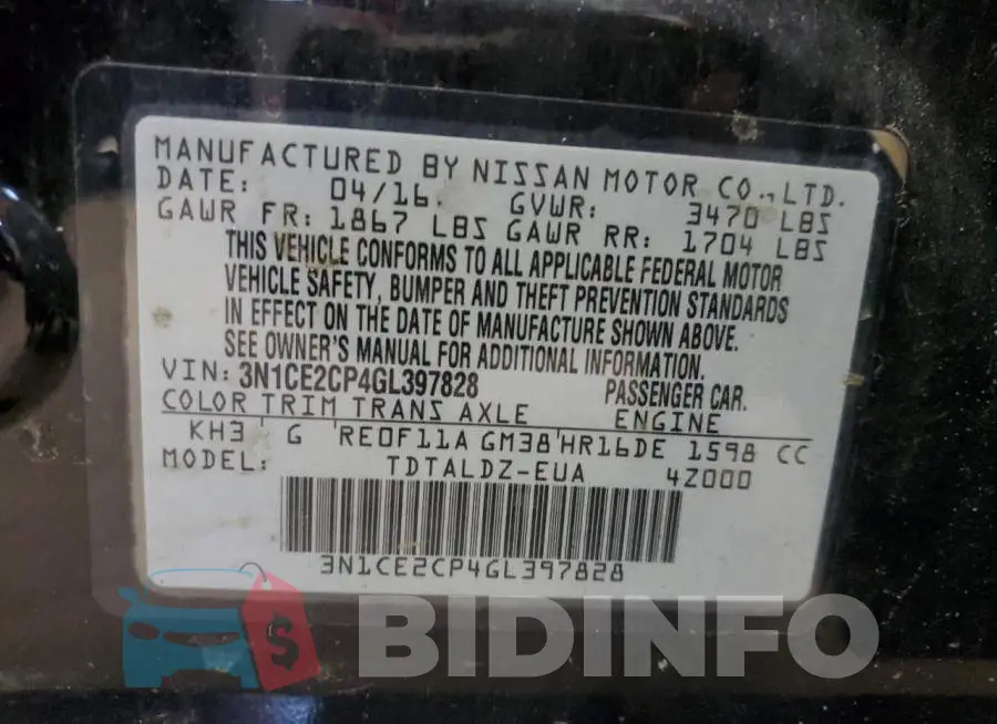 3N1CE2CP4GL397828 Photo# 12