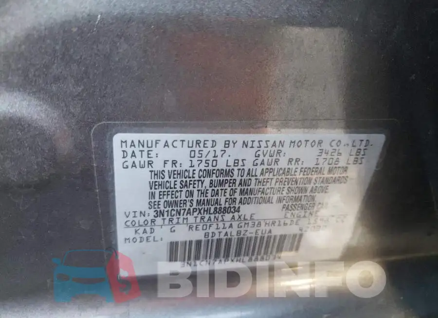 3N1CN7APXHL888034 Photo# 12