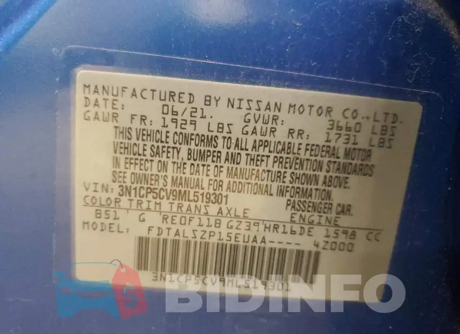 3N1CP5CV9ML519301 Photo# 12