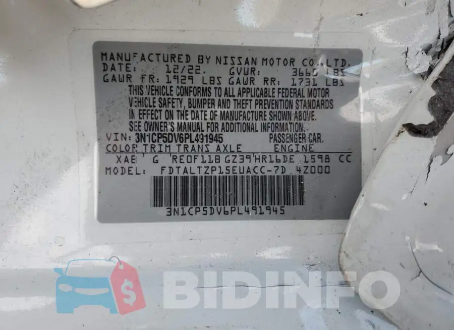 3N1CP5DV6PL491945 Photo# 12