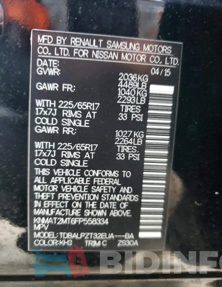 KNMAT2MT6FP558334 Photo# 14