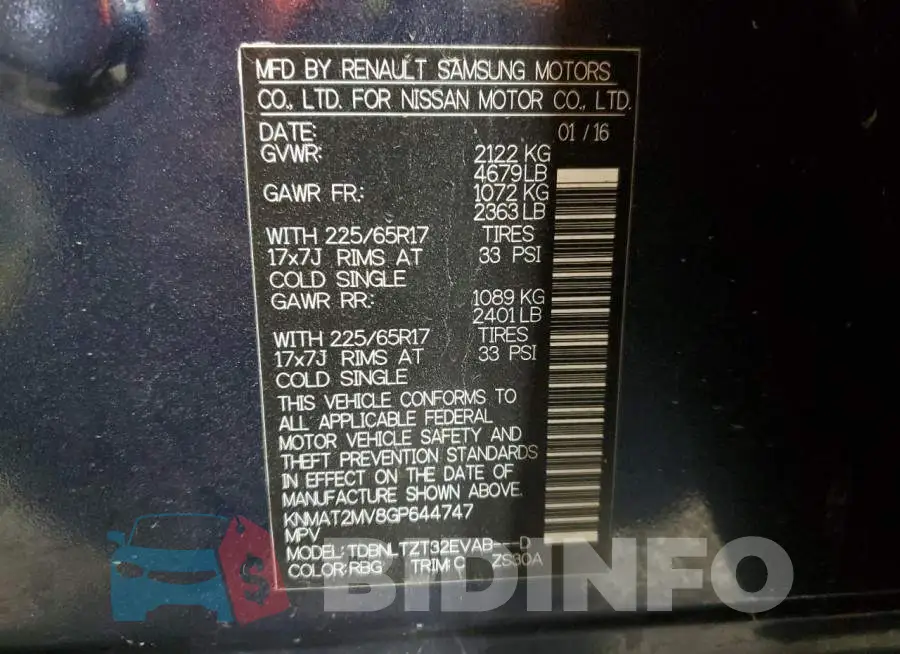 KNMAT2MV8GP644747 Photo# 12