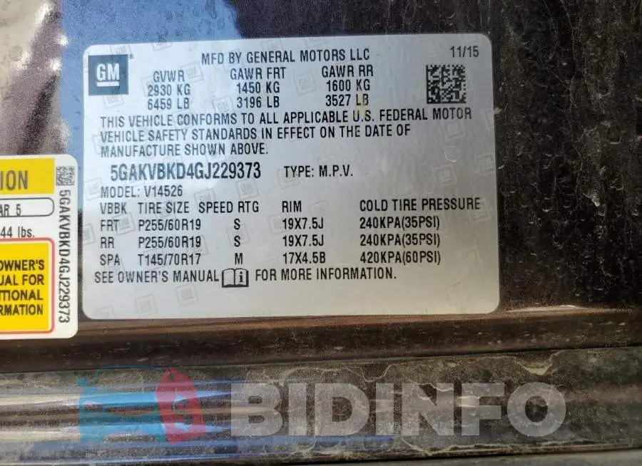 5GAKVBKD4GJ229373 Photo# 13