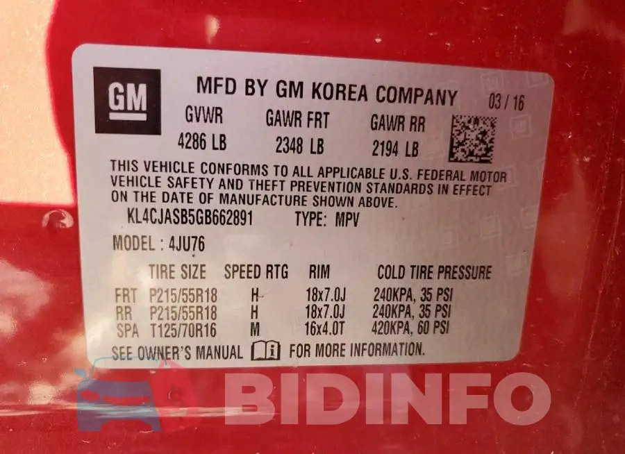 KL4CJASB5GB662891 Photo# 13