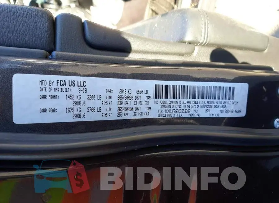 1C4RJFBG3KC553387 Photo# 13