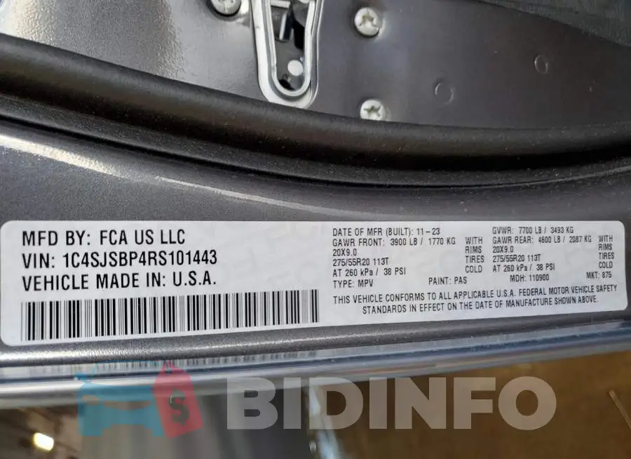 1C4SJSBP4RS101443 Photo# 13