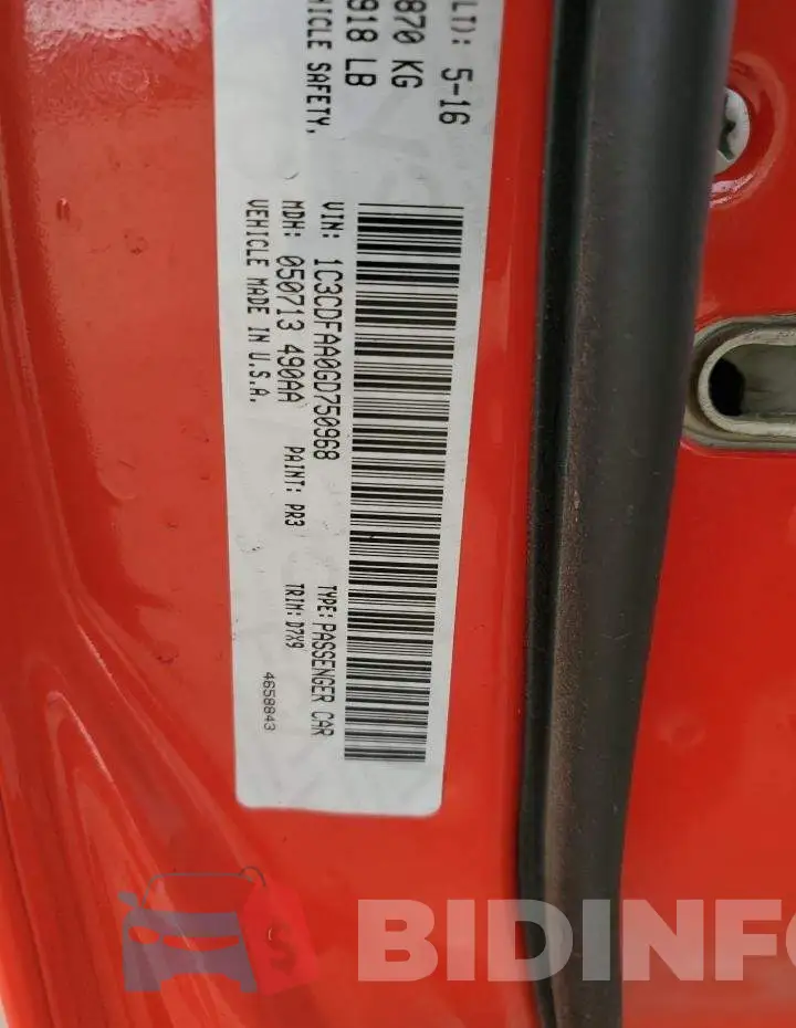 1C3CDFAA0GD750968 Photo# 12