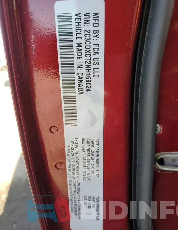 2C3CDXCT2NH169024 Photo# 13