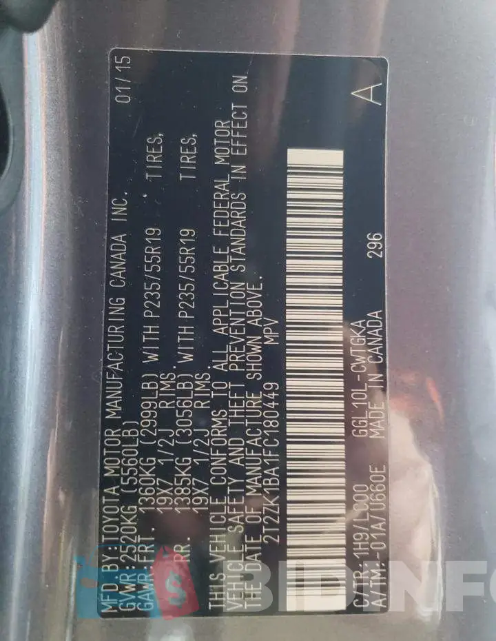 2T2ZK1BA1FC180449 Photo# 13