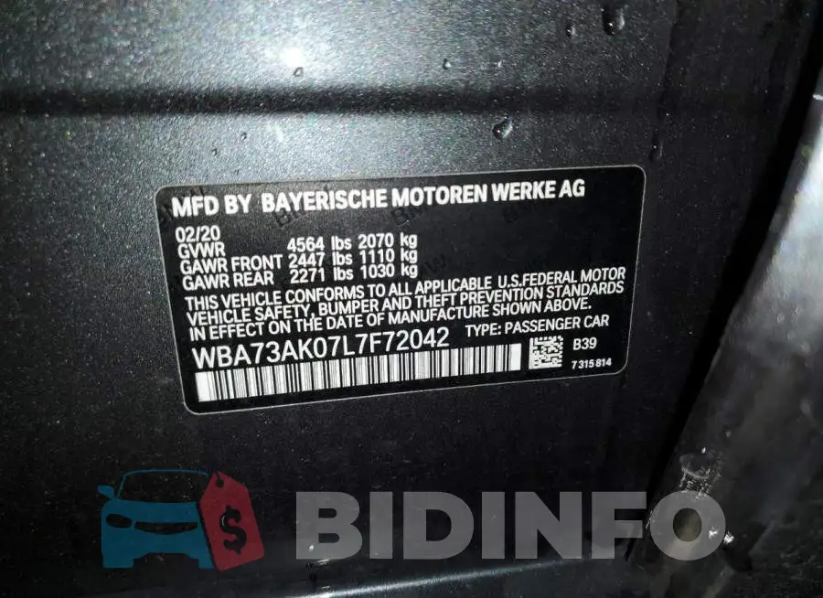 WBA73AK07L7F72042 Photo# 12