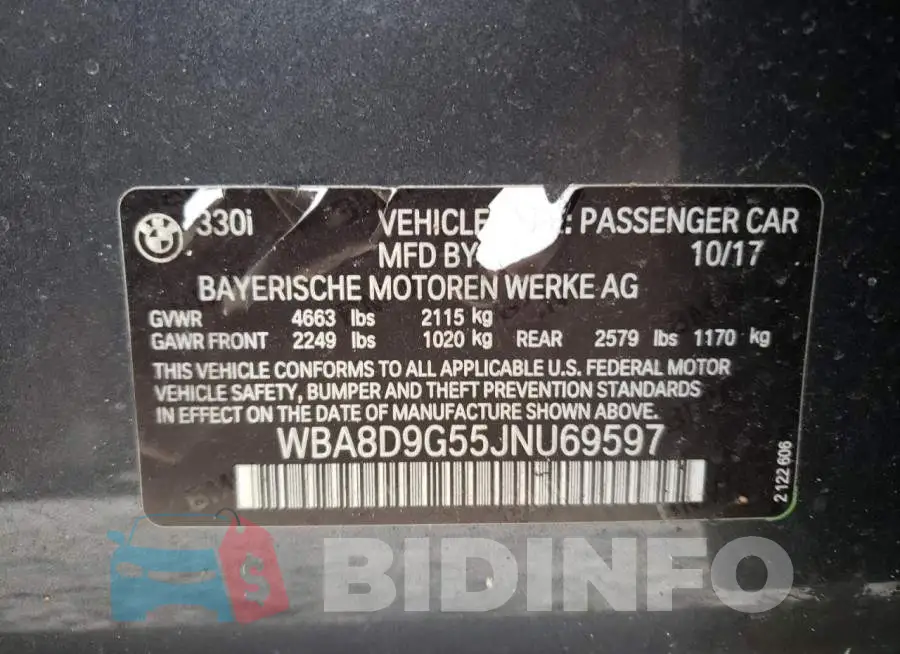 WBA8D9G55JNU69597 Photo# 12