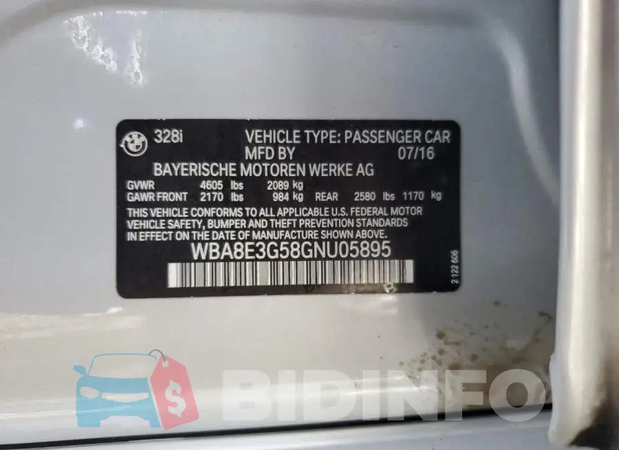 WBA8E3G58GNU05895 Photo# 12