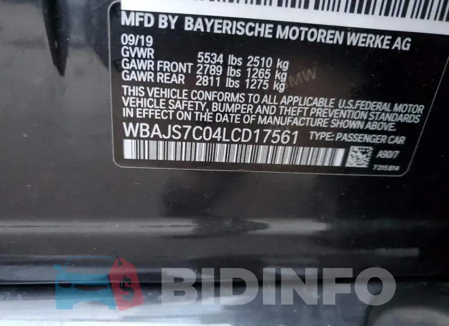 WBAJS7C04LCD17561 Photo# 12