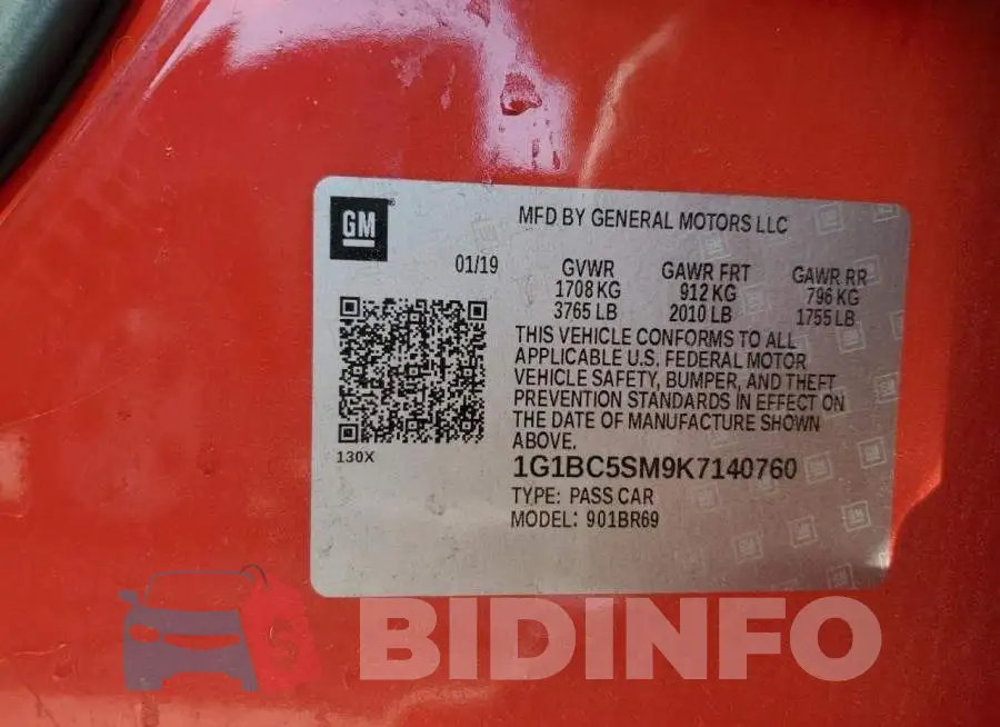 1G1BC5SM9K7140760 Photo# 13
