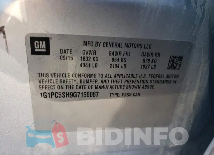 1G1PC5SH9G7156067 Photo# 12