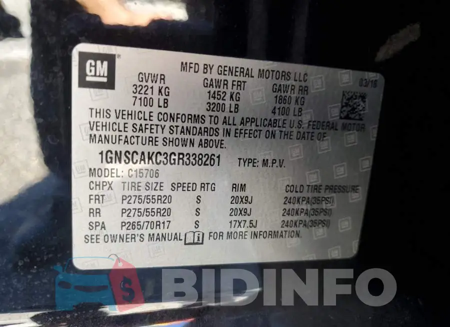 1GNSCAKC3GR338261 Photo# 14