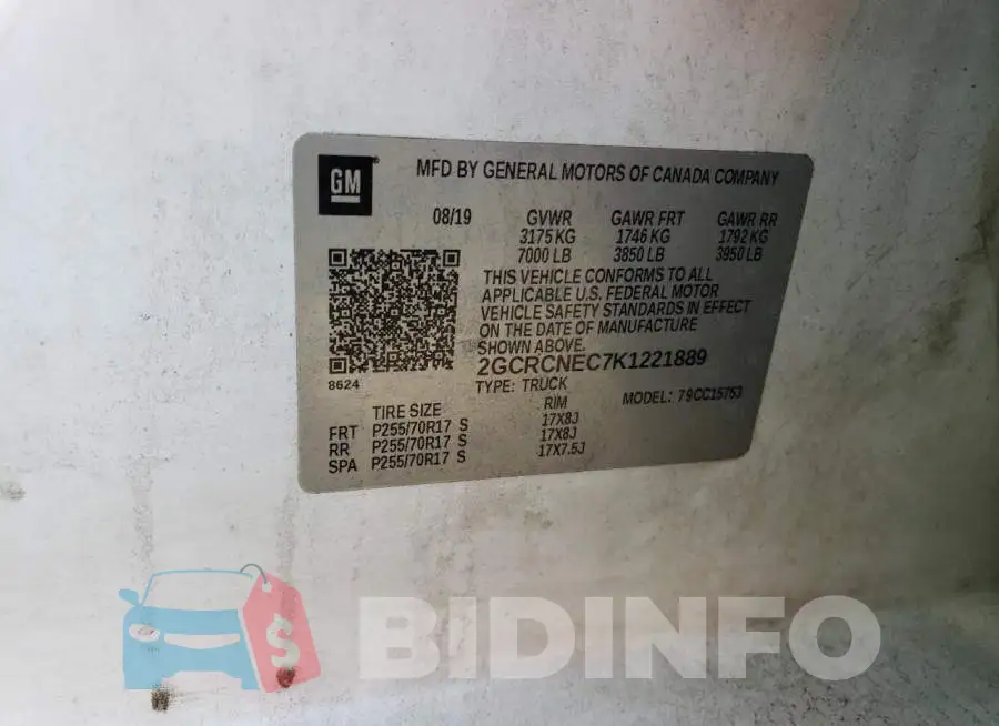 2GCRCNEC7K1221889 Photo# 12
