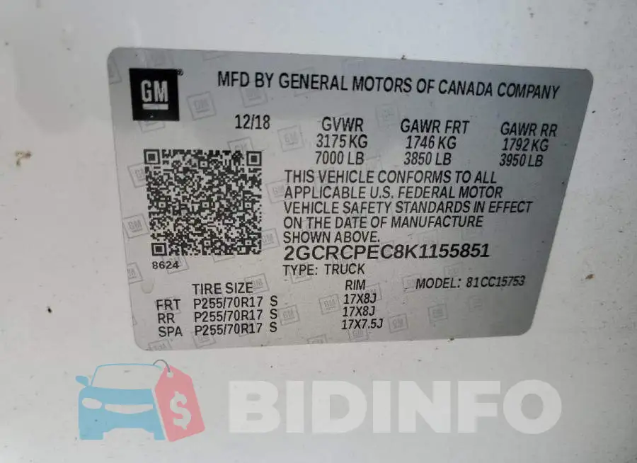 2GCRCPEC8K1155851 Photo# 12