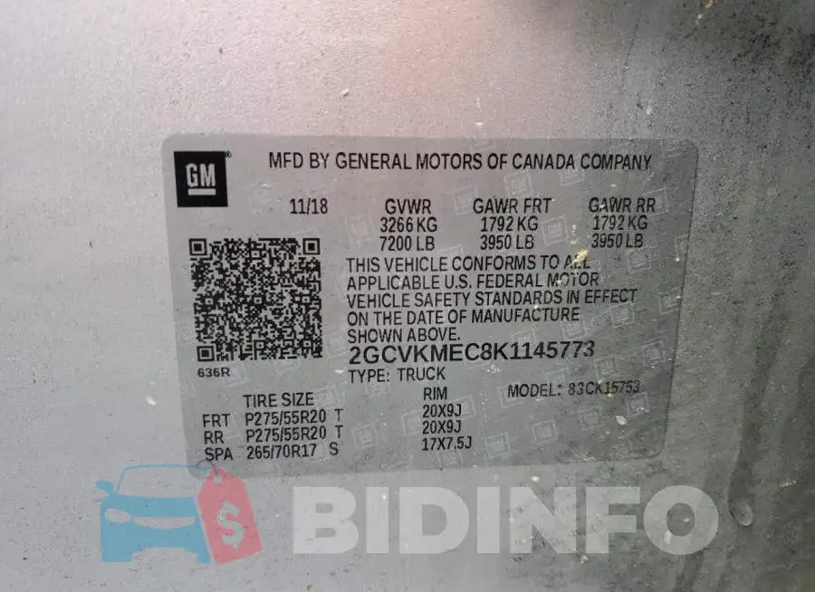 2GCVKMEC8K1145773 Photo# 12