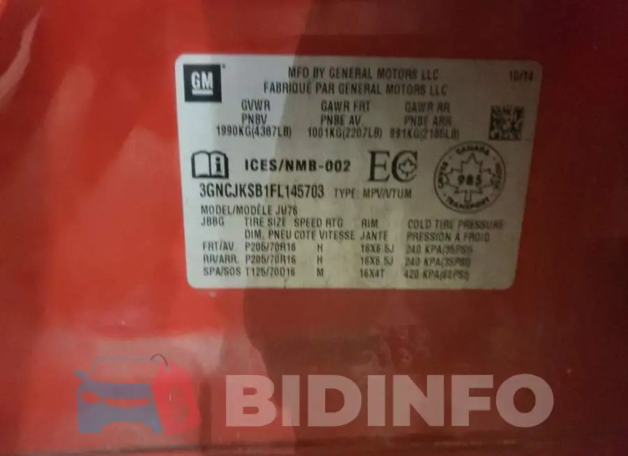3GNCJKSB1FL145703 Photo# 14