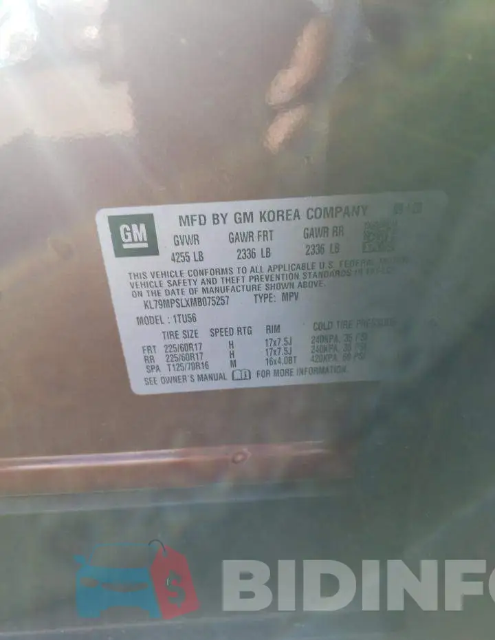 KL79MPSLXMB075257 Photo# 12