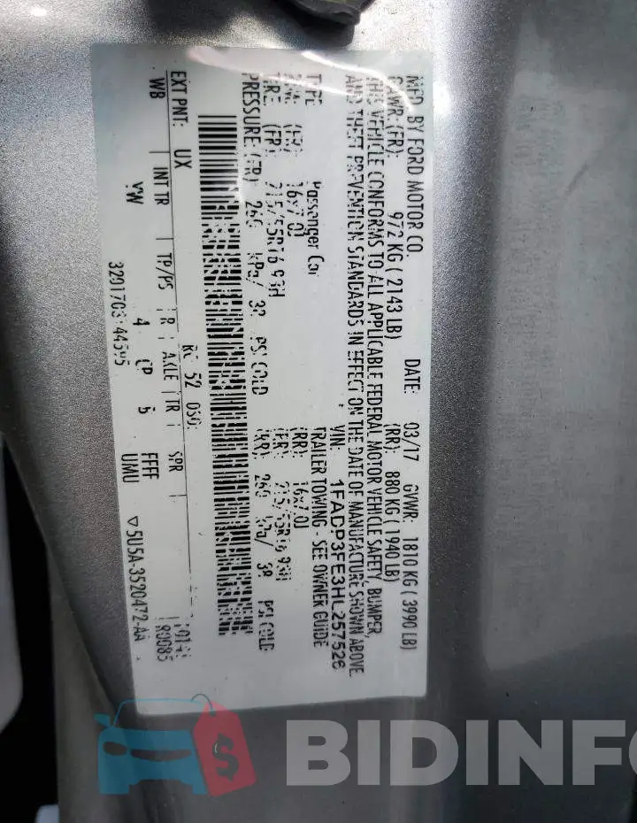 1FADP3FE3HL257526 Photo# 12