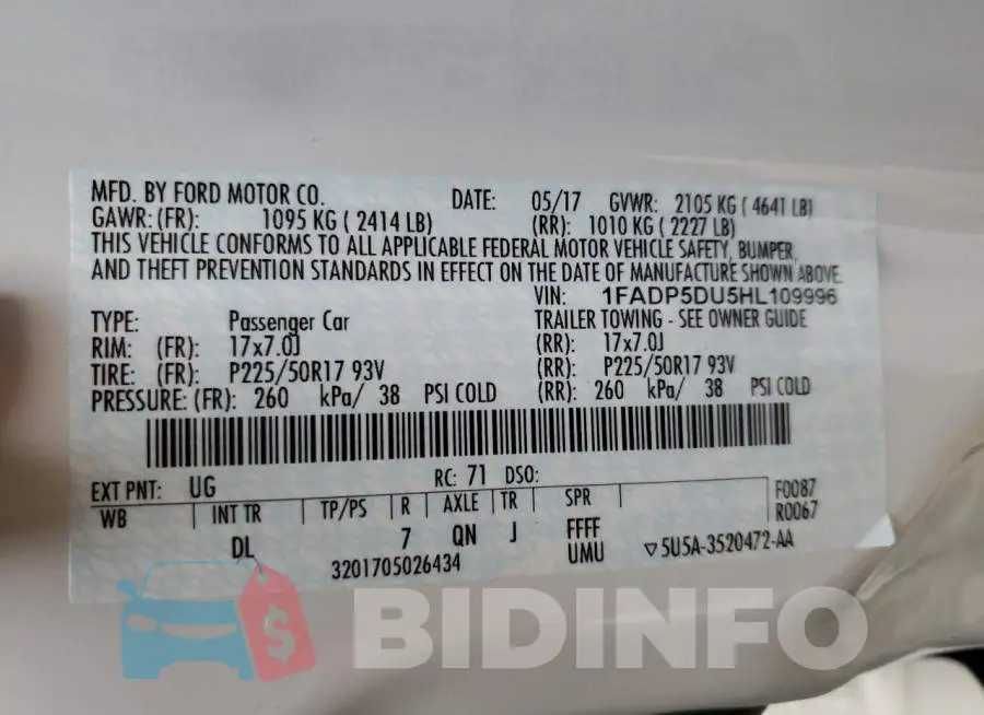 1FADP5DU5HL109996 Photo# 12