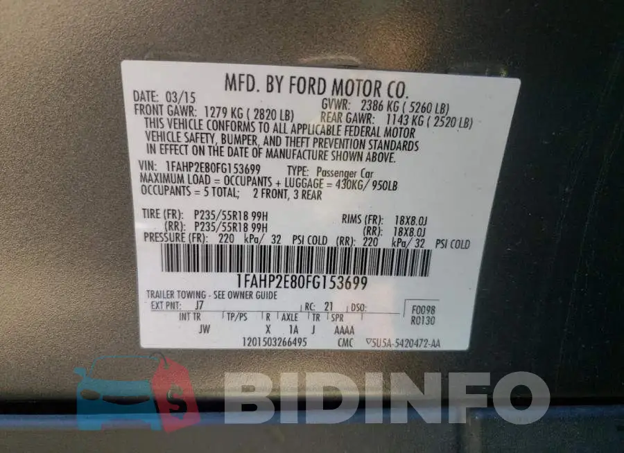1FAHP2E80FG153699 Photo# 10